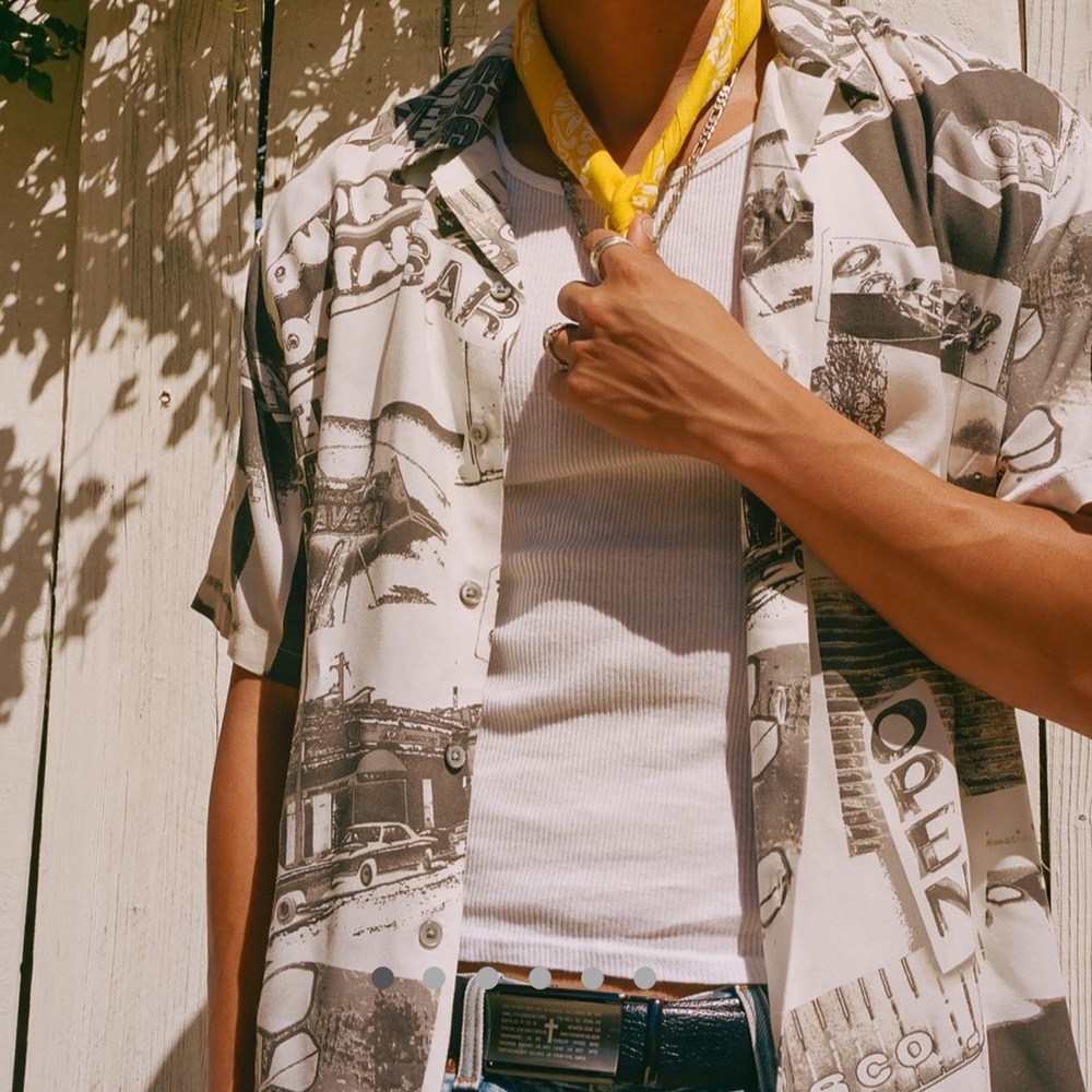 NWOT Urban Outfitters Dive Bar Print Camp Shirt